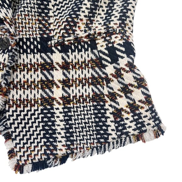 ANN TAYLOR Houndstooth Tweed Fringe Blazer Size 12 - Picture 8 of 14